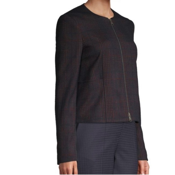 Hugo Boss NEW Javidar Bicolor Check Jersey Interlock Lady Jacket Size 14 - Picture 2 of 5